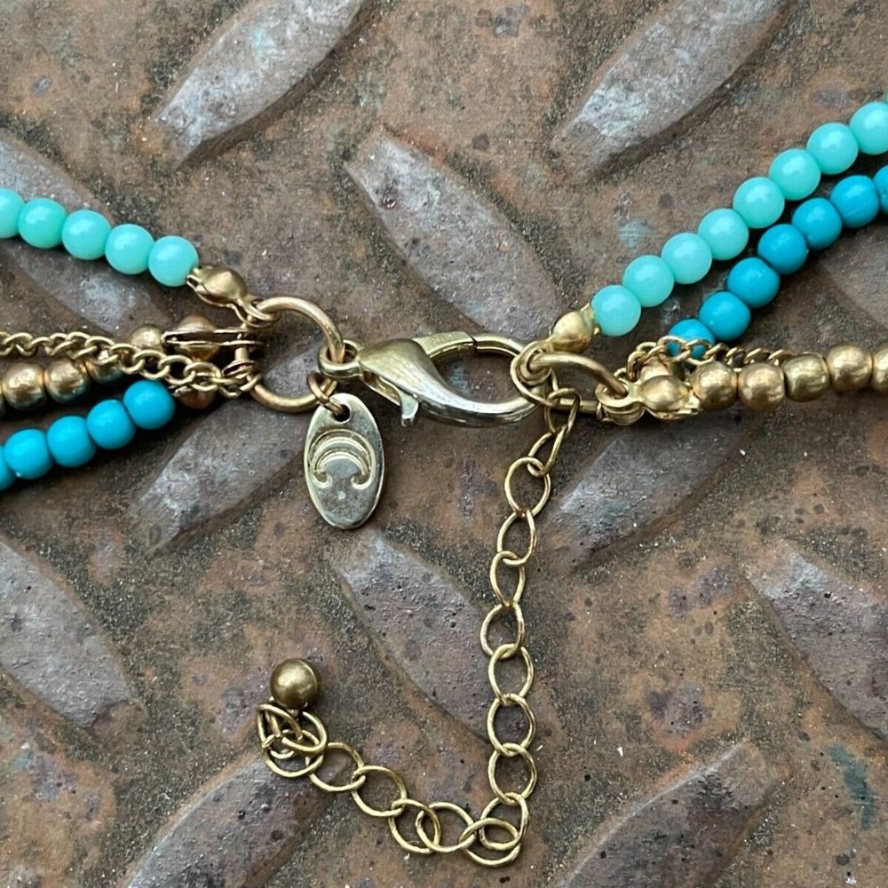 Women Necklace Multi Layer Blue/Gold Tone Statement Long Necklace Fashion Jewelr - Picture 8 of 9